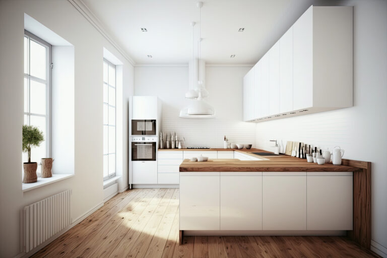 cocina-blanca-moderna-minimalista-piso-madera-diseno-interiores-luz-natural-ai-generativo